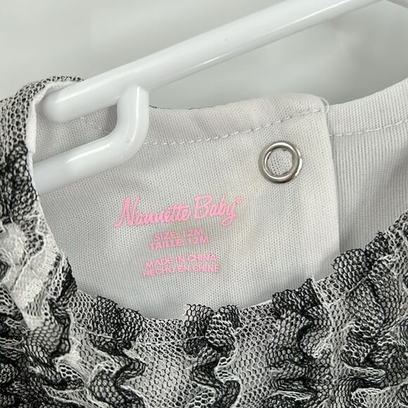 Nanette Baby Infant Girl's White with Gray Tulle Overlay Party Dress 12 Months - Picture 4 of 15